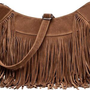 Fringe Hobo Bags for Women Vintage Suede Crossbody Bag Hippie Western Cowgirl Pu